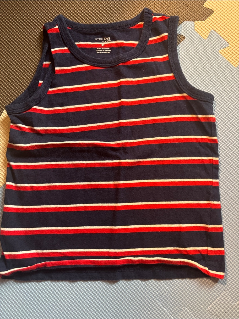Simple Joys Navy Tank Top with Red and White Stripes